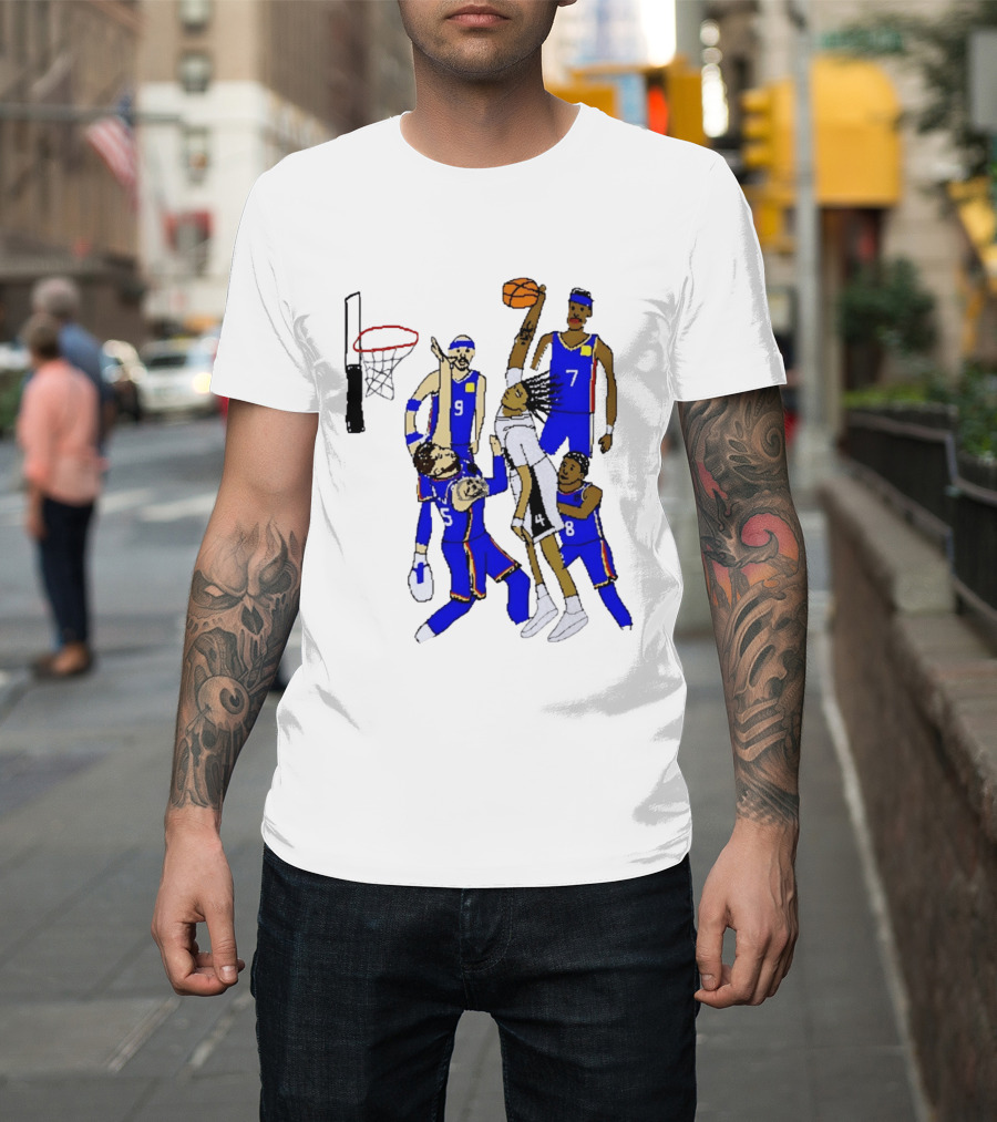 Stephon Castle Dunk Basketball Blue Team Number 4 Drawing T-Shirt