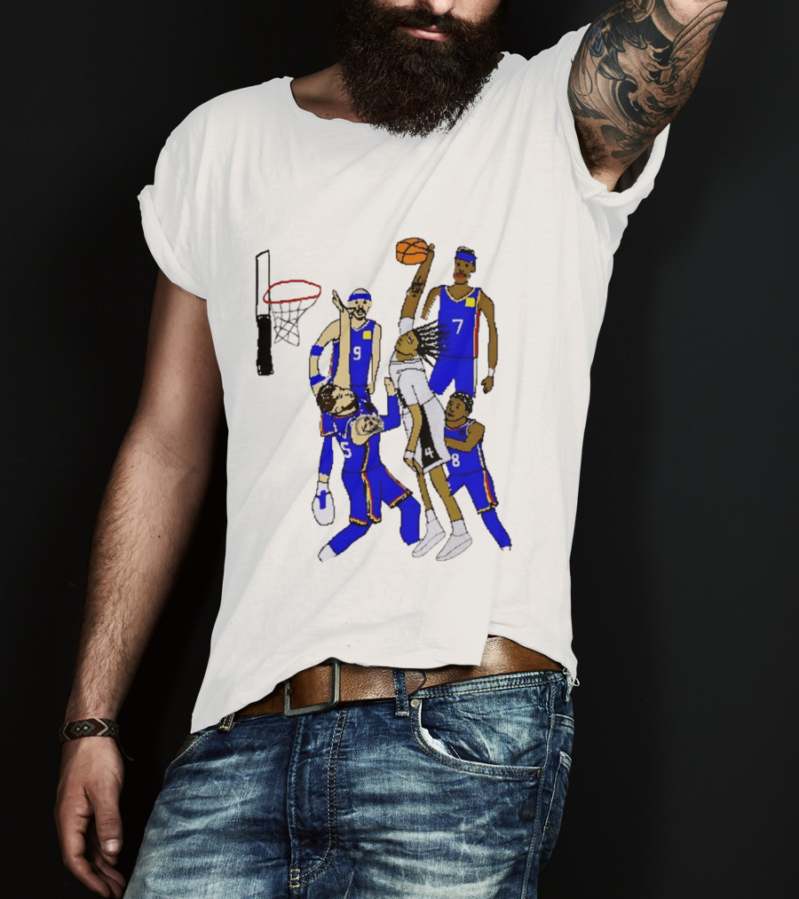 Stephon Castle Dunk Basketball Blue Team Number 4 Drawing T-Shirt