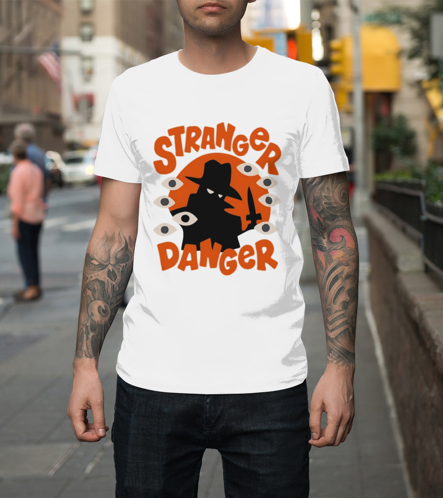 Stranger Danger Mysterious Figure Holding Knife Surrounded By Ing Eyes T-Shirt
