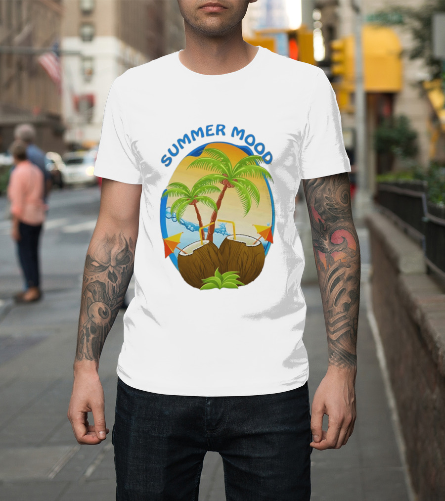 Summer Mood Tropical Palm And Coconut Drink Fiesta T-Shirt
