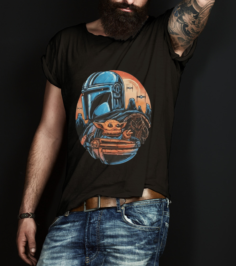 Din Djarin And Grogu Mandalorian Saga Rise Against The Empire T-Shirt