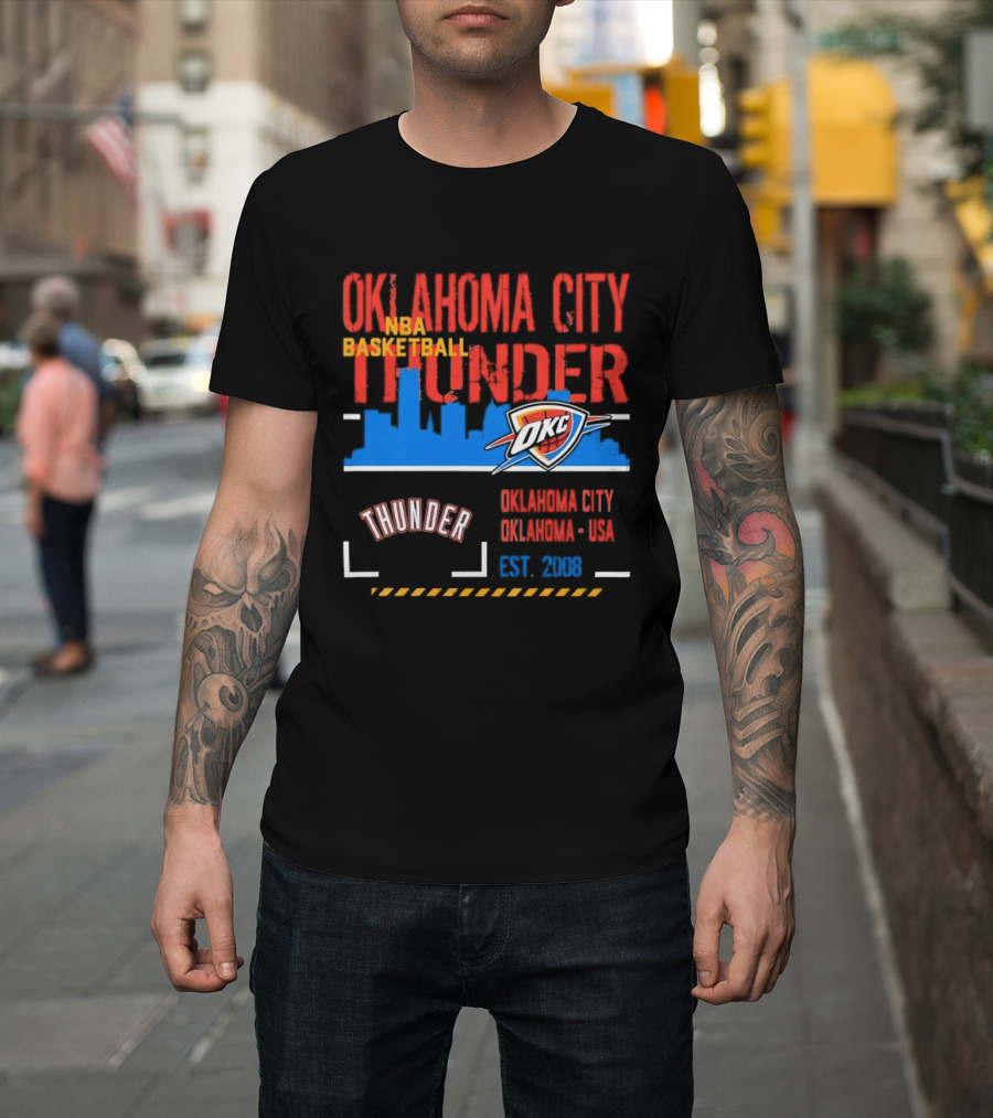 Oklahoma City Thunder NBA Basketball Skyline OKC Est 2008 T-Shirt