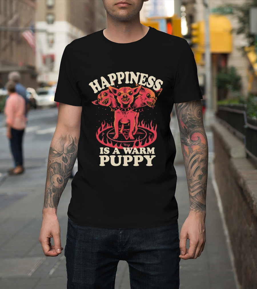 Happiness Is A Warm Three Headed Puppy Cerberus Greek Mythology T-Shirt