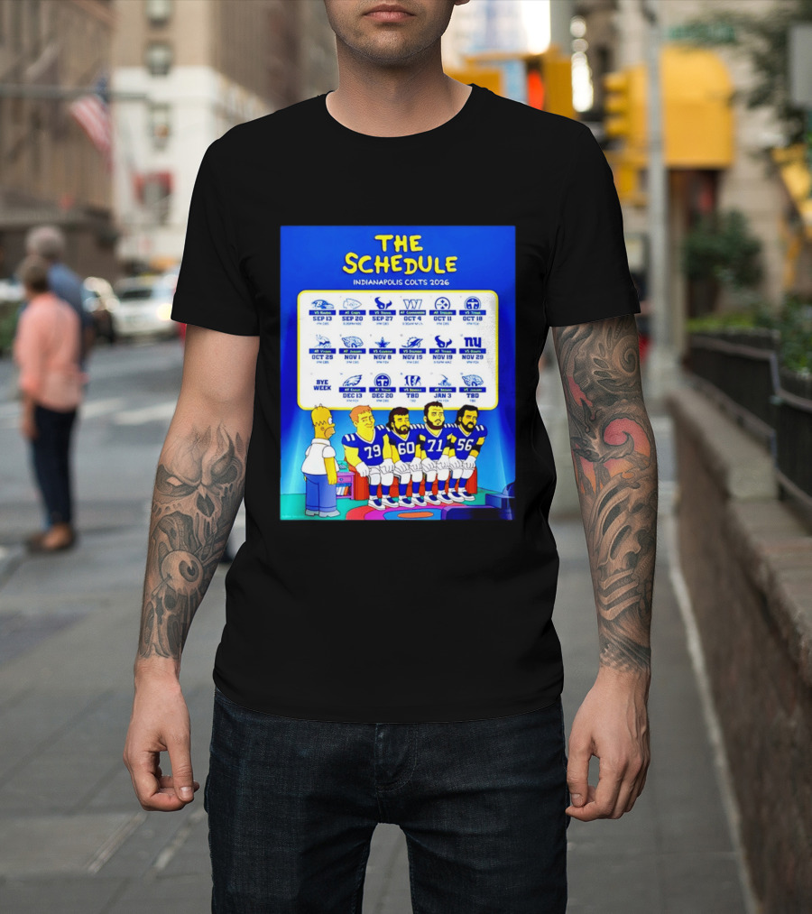 The Schedule Indianapolis Colts 2026 Simpsons Characters NFL Teams Matchups T-Shirt