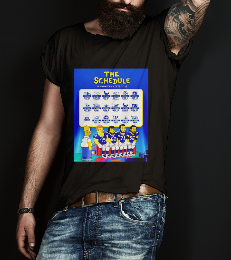 The Schedule Indianapolis Colts 2026 Simpsons Characters NFL Teams Matchups T-Shirt
