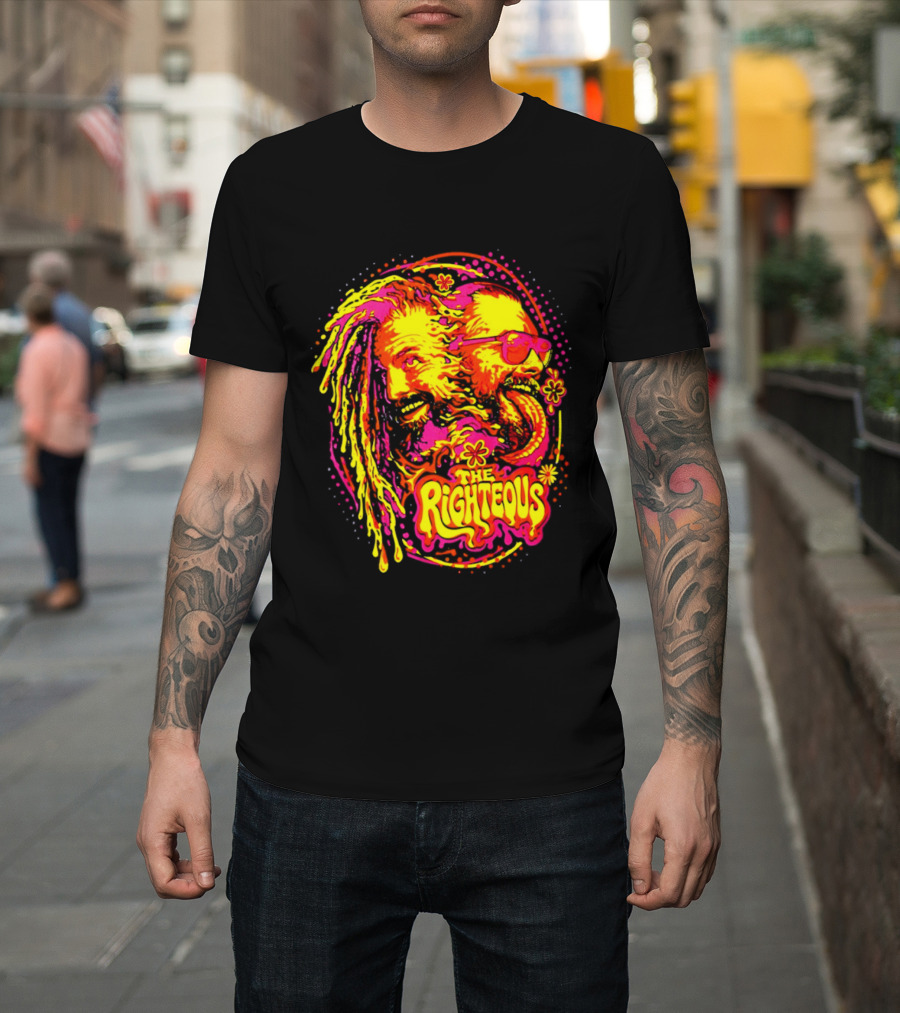 TNA Wrestling The Righteous Psychedelic Tie Dye Art With Sunglasses And Flowers T-Shirt