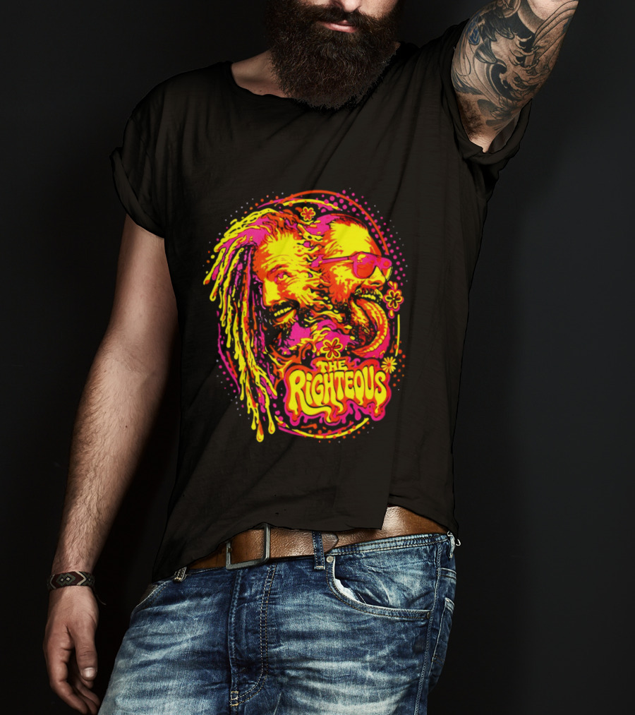 TNA Wrestling The Righteous Psychedelic Tie Dye Art With Sunglasses And Flowers T-Shirt