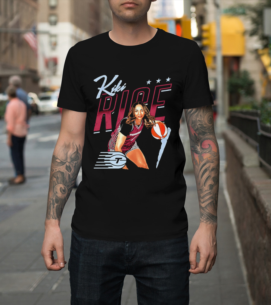 Kiki Rice Toronto Tempo Player Three Stars Basketball Pose T-Shirt