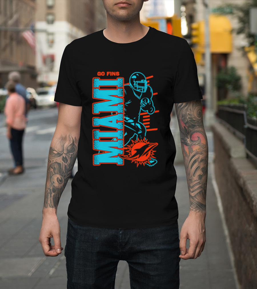 Miami Dolphins Go Fins Football Player T-Shirt