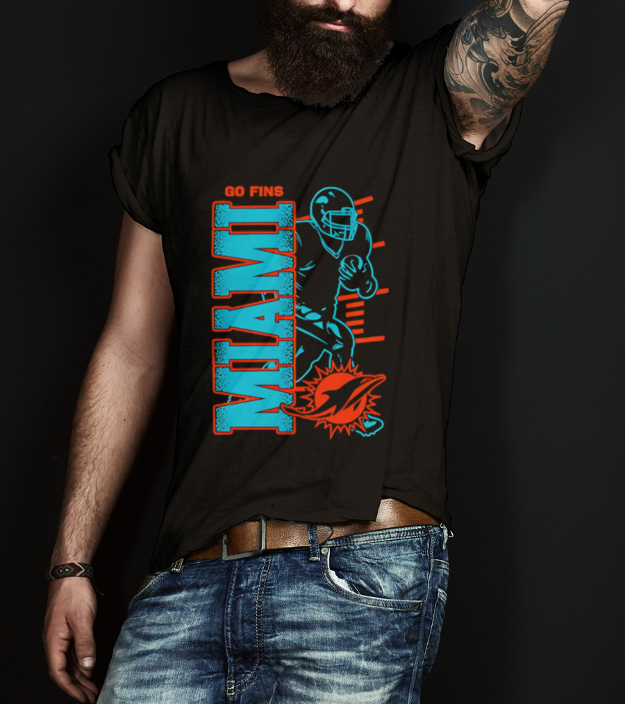 Miami Dolphins Go Fins Football Player T-Shirt