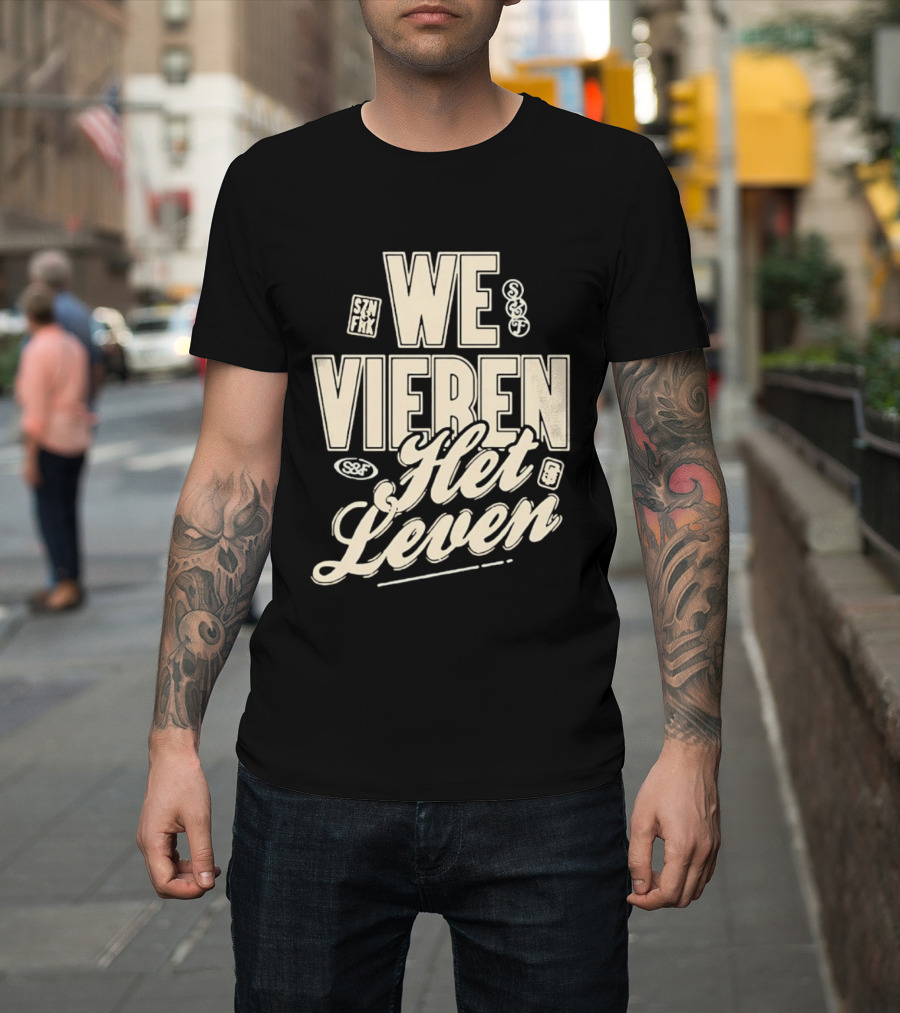 We Vieren Het Leven Tekst Stijl Met Bubbels En Sterren T-Shirt