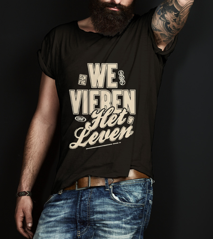 We Vieren Het Leven Tekst Stijl Met Bubbels En Sterren T-Shirt