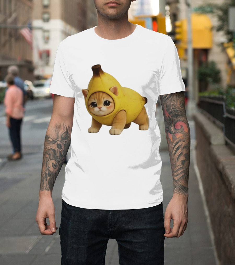 Banana Kitty Cute Cat In Fruit Costume T-Shirt