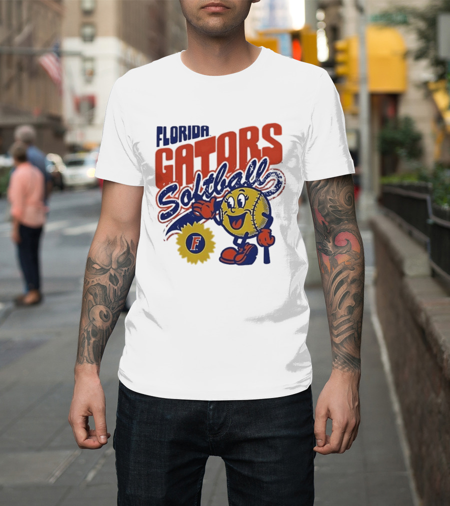 Florida Gators Softball Sunflower Vintage Cartoon Baseball T-Shirt