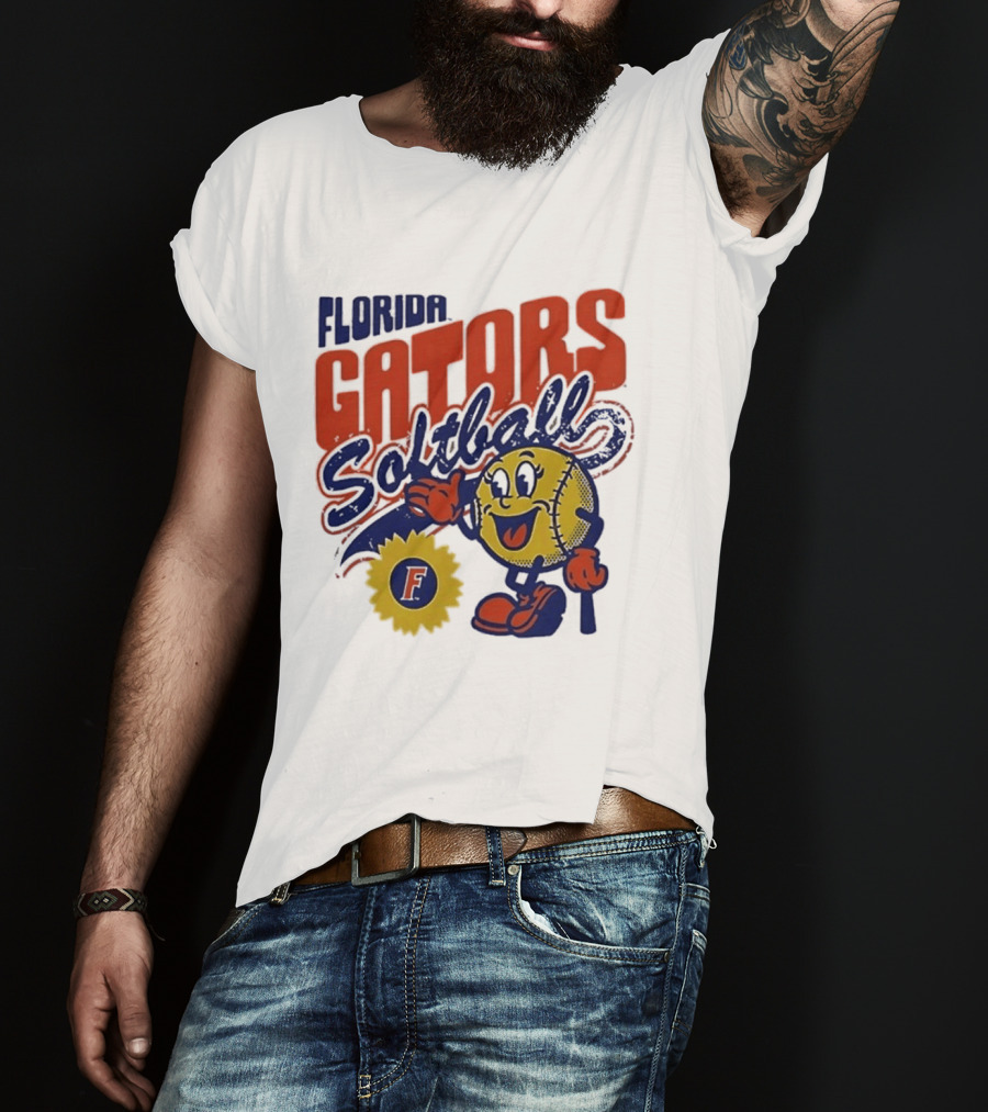 Florida Gators Softball Sunflower Vintage Cartoon Baseball T-Shirt