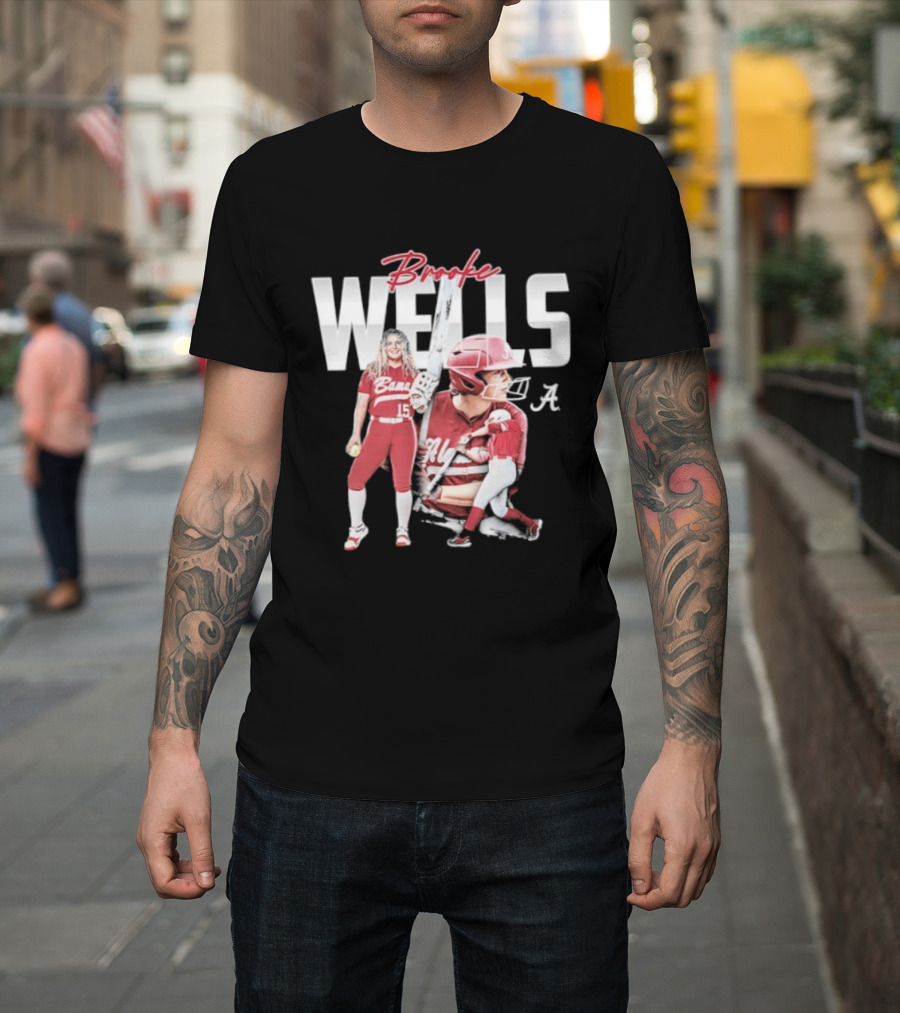 Brooke Wells Alabama Softball Crimson Tide Player Collage T-Shirt