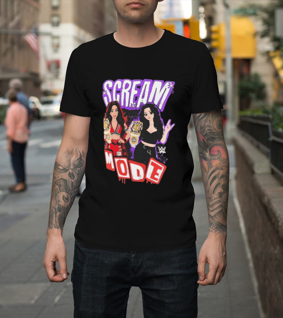 Scream Mode Paige Vs Brie Bella Cartoon WWE Champions T-Shirt