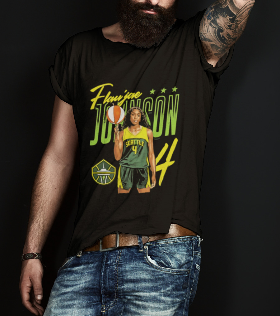 Flau'jae Johnson 4 Seattle Storm Basketball Star Pose T-Shirt