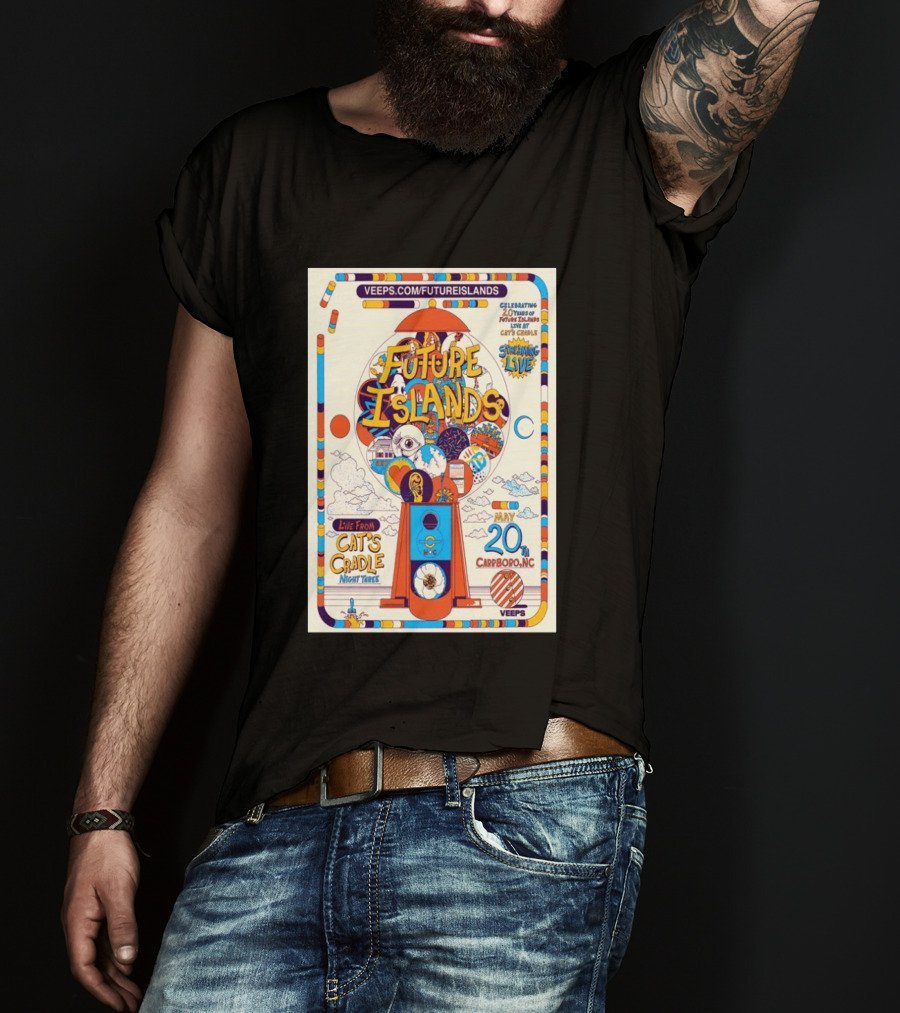 Future Islands Live At Cat's Cradle Carrboro NC May 20 Celebrating 20 Years Streaming Veeps T-Shirt