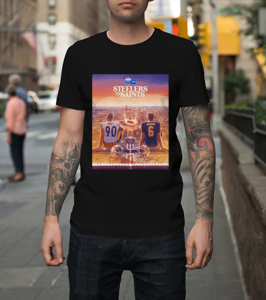 Steelers Vs Saints Paris Game Dimanche 25 Octobre 2026 Watt Shough T-Shirt