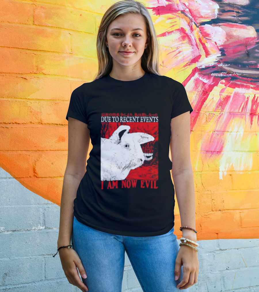 Rabbit Due To Recent Events I Am Now Evil Creepy Red T-Shirt