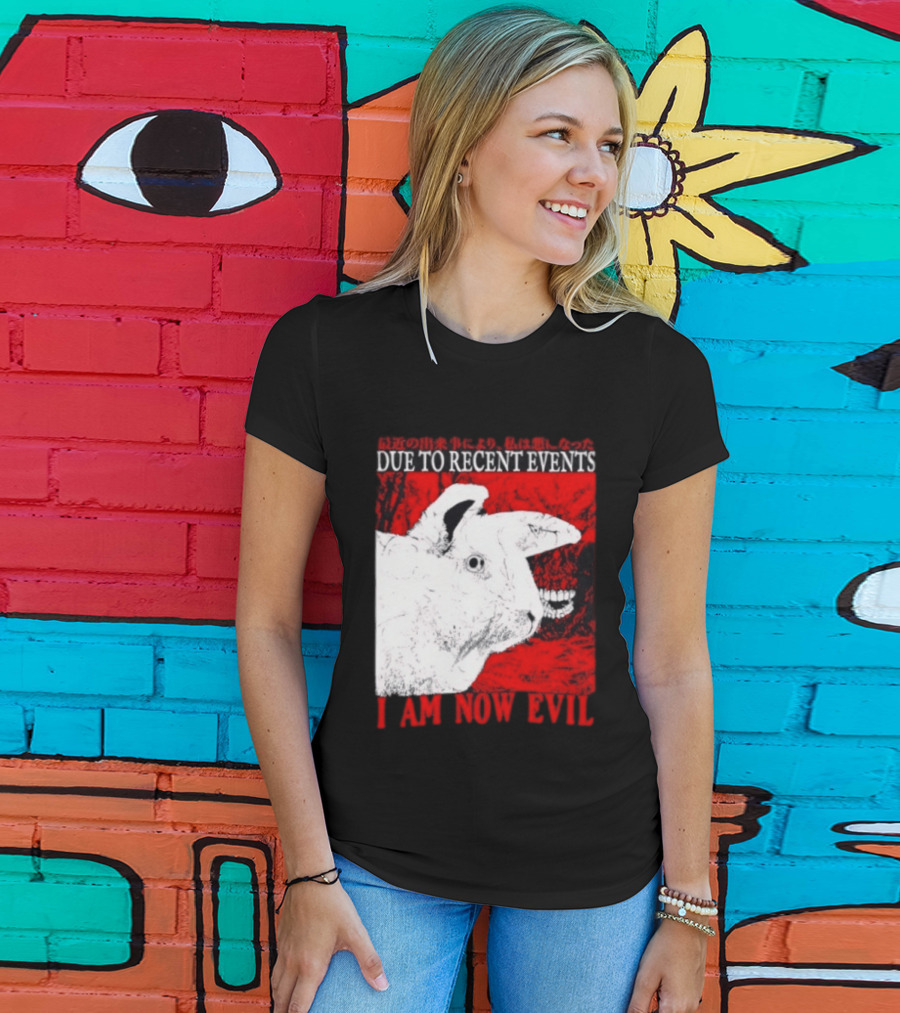 Rabbit Due To Recent Events I Am Now Evil Creepy Red T-Shirt