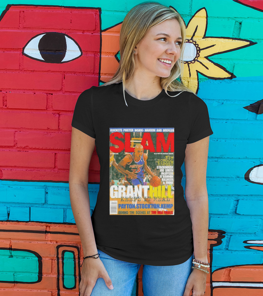 SLAM Granthill Keeps It Real Payton Stockton Kemp Pistons Basketball NBA Finals Hakeem Drexler T-Shirt
