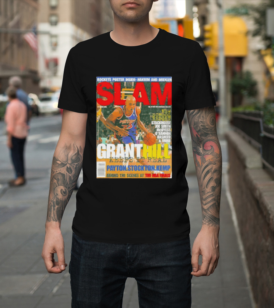 SLAM Granthill Keeps It Real Payton Stockton Kemp Pistons Basketball NBA Finals Hakeem Drexler T-Shirt