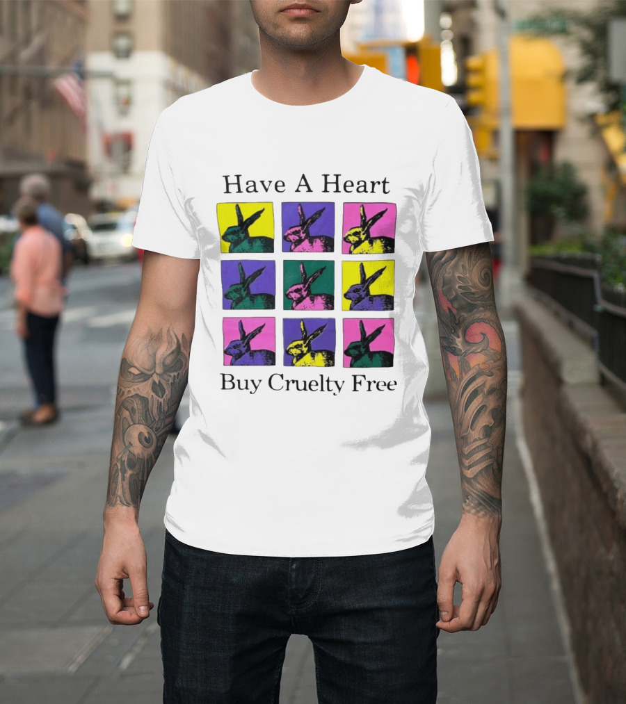 Have A Heart Buy Cruelty Free Rabbits Pop Art Style Iconic Colorful Blocks T-Shirt
