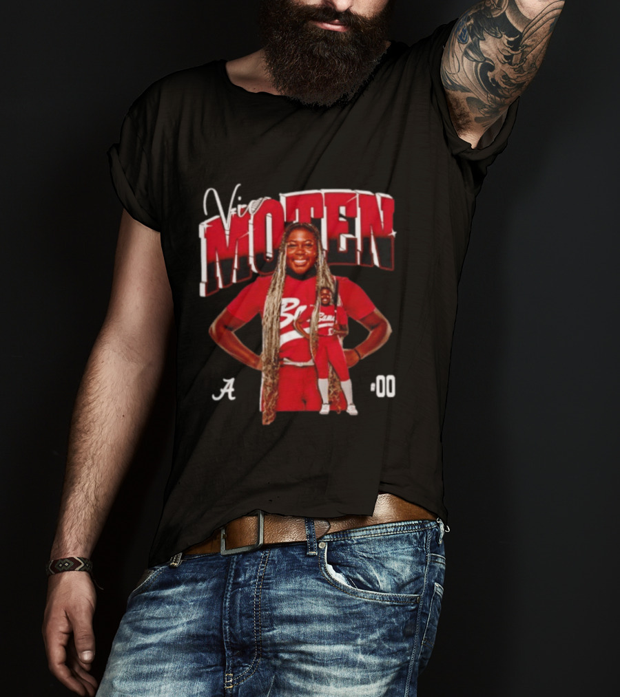 Vic Moten 00 Alabama Crimson Tide Softball Red Uniform Player Pose T-Shirt