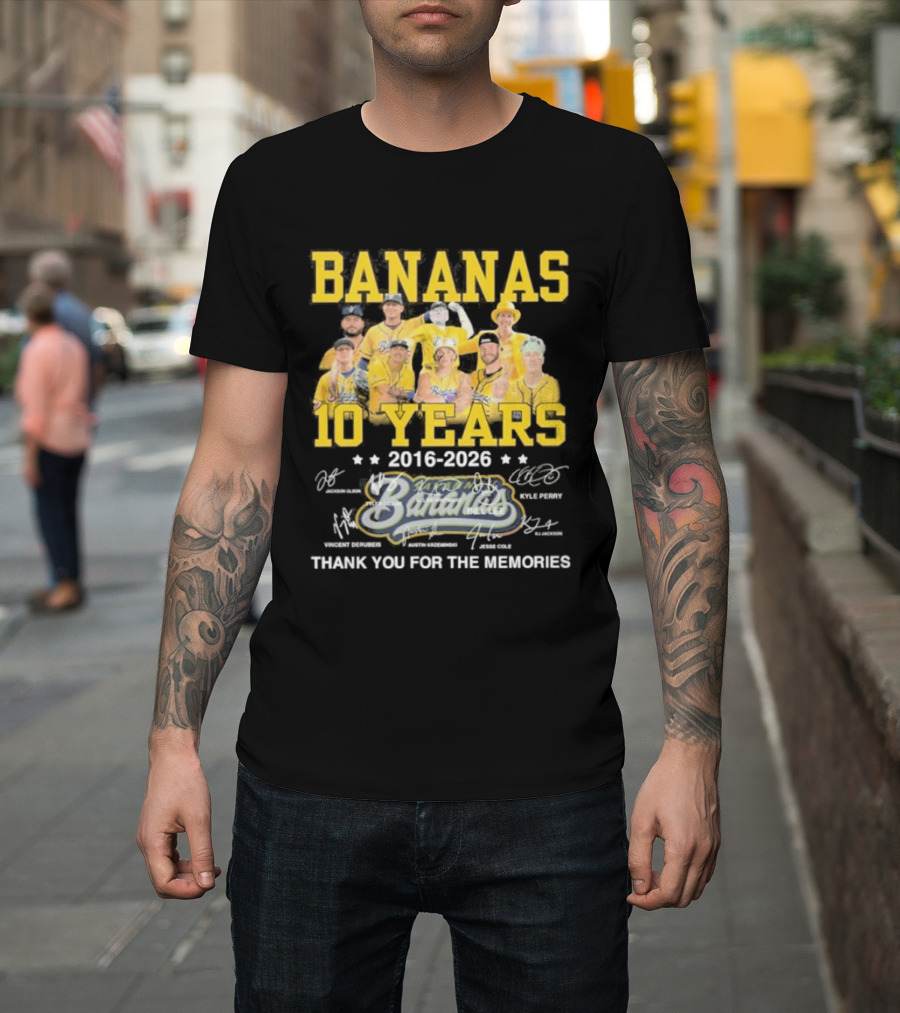 Bananas Baseball 10 Years 2016 2026 Thank You For The Memories T-Shirt