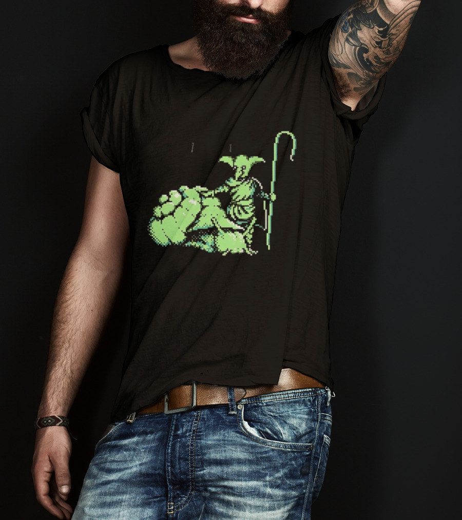 Goblin Shepherd With Staff Pixel T-Shirt