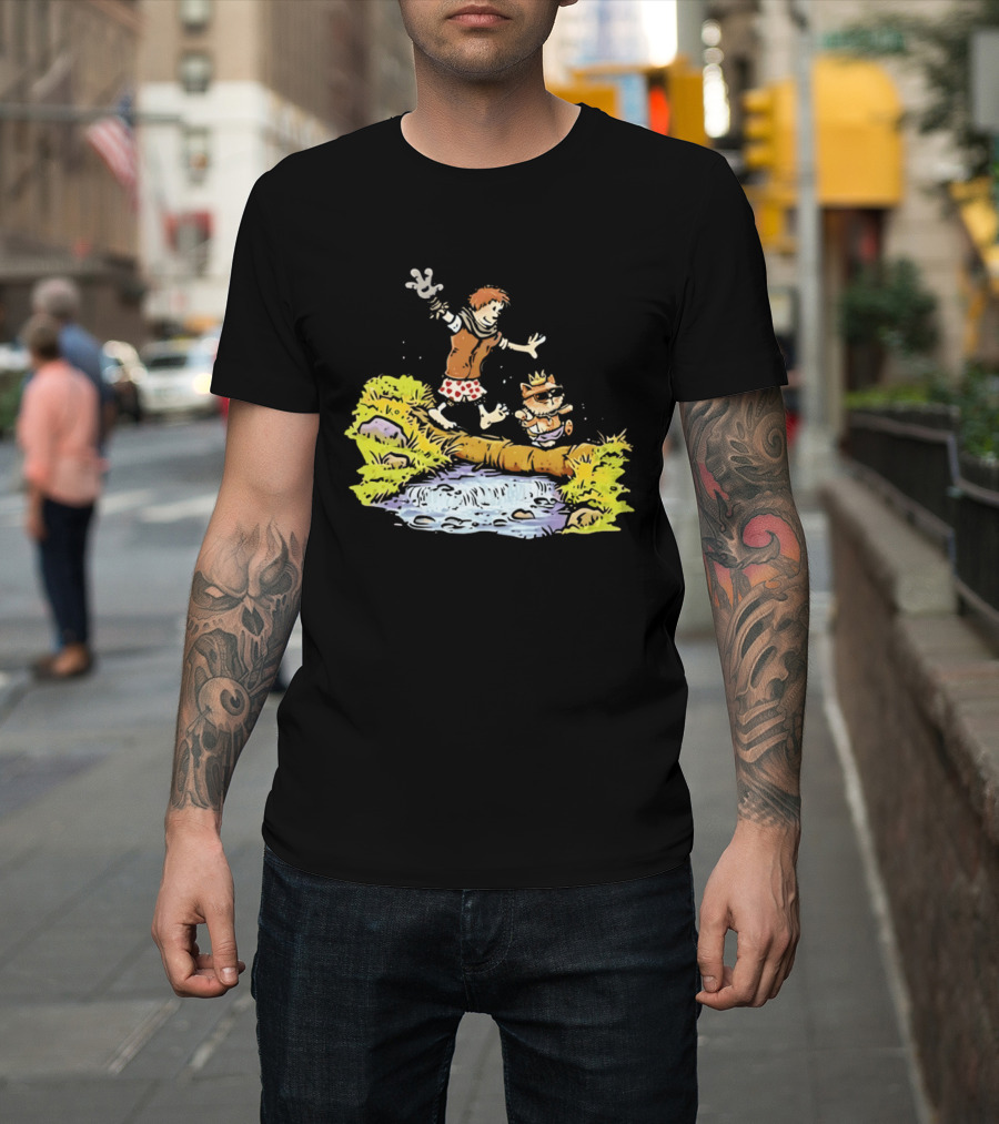 Princess Donut Calvin And Hobbes Comic Adventure Carl Crossing Log T-Shirt