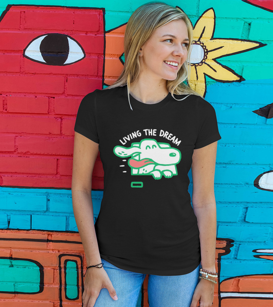Living The Dream Dog Joyfully Enjoying Car Ride With Head Out The Window T-Shirt