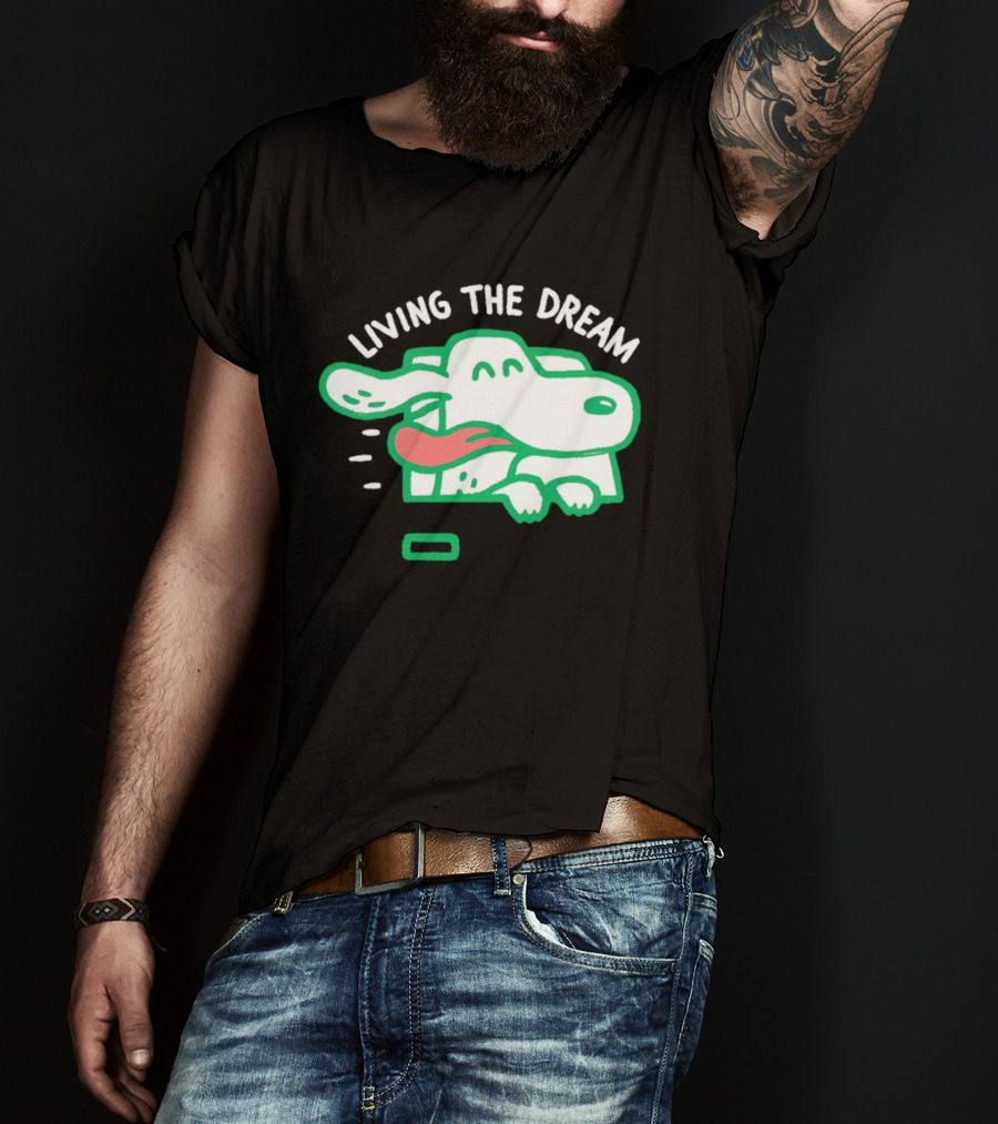 Living The Dream Dog Joyfully Enjoying Car Ride With Head Out The Window T-Shirt
