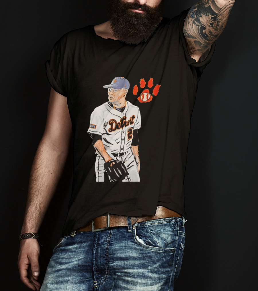 Detroit Tigers Tarik Skubal Baseball Cartoon Character With Paw Print And Baseball T-Shirt