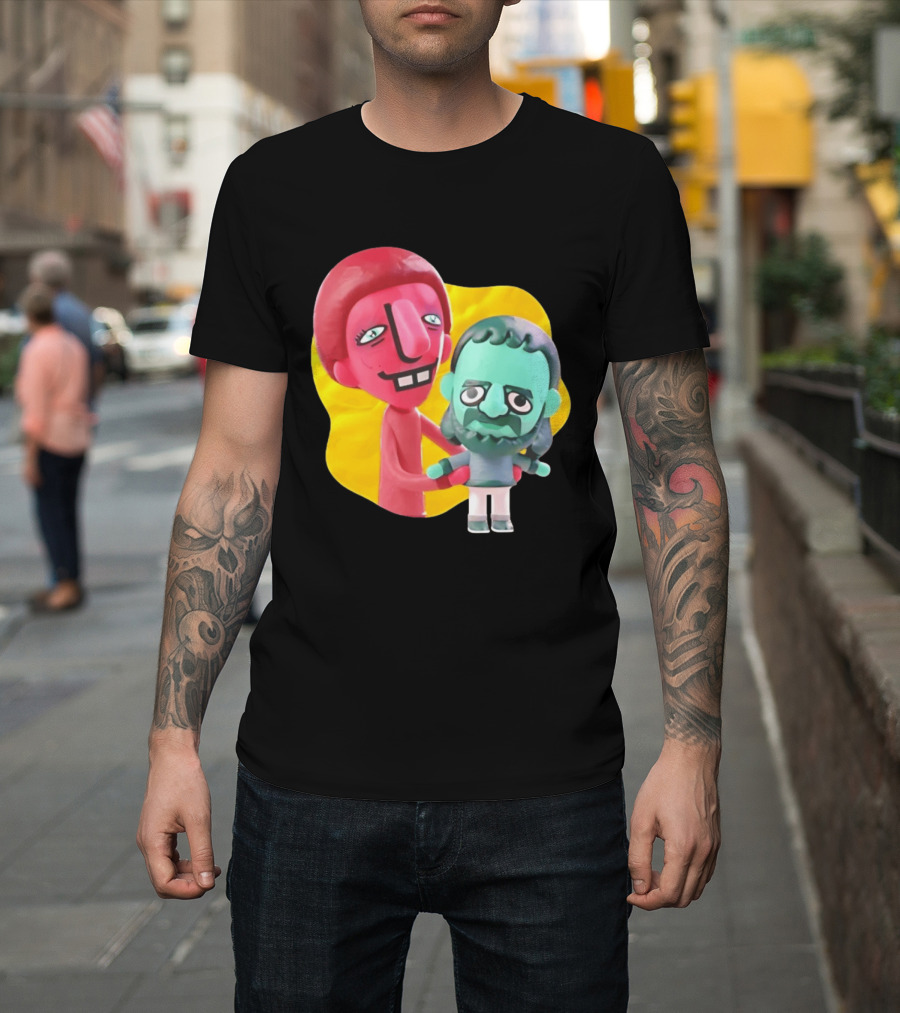 The Best Buds Colorful Character Figures Hugging Playful T-Shirt