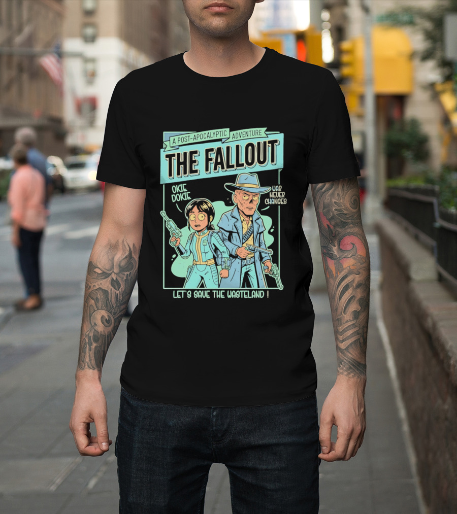Lucy And Ghoul Post Apocalyptic Adventure Okie Dokie Let's Save The Wasteland Duo Fallout T-Shirt