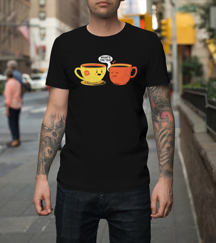What's The Tea Gossiping Teacups Cute Conversation T-Shirt