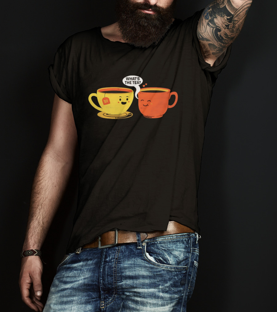 What's The Tea Gossiping Teacups Cute Conversation T-Shirt