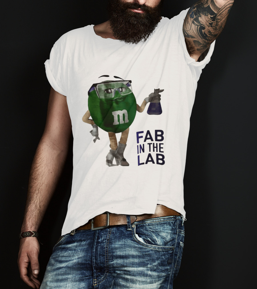 Green M&M Fab In The Lab Safety Goggles Flask T-Shirt