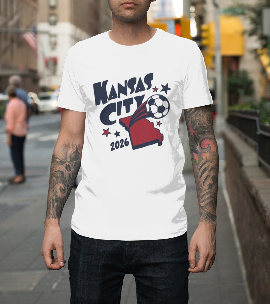 Kansas City 2026 Soccer Missouri State Map Stars Ball T-Shirt
