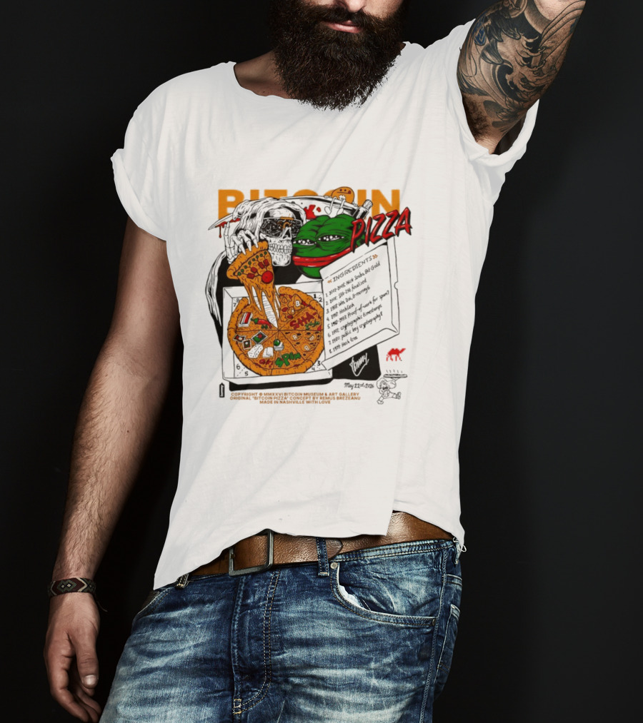 Kermit The Frog Pepe Pizza Ingredients Bitcoin Meme T-Shirt
