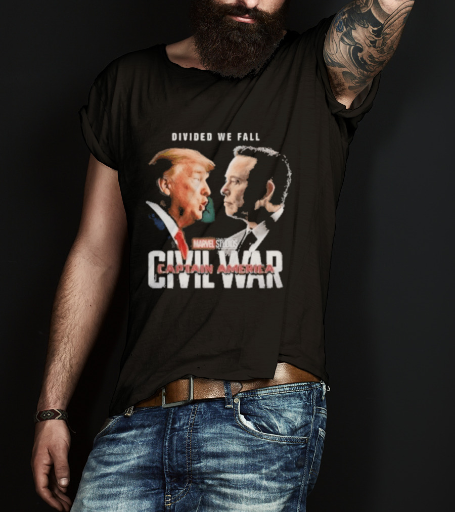 Marvel Studios Civil War Divided We Fall Captain America Trump Vs Elon T-Shirt