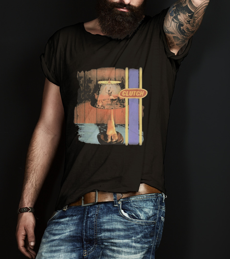 Clutch Transnational Speedway League Lamp Imagery With Deer And Wood Paneling T-Shirt