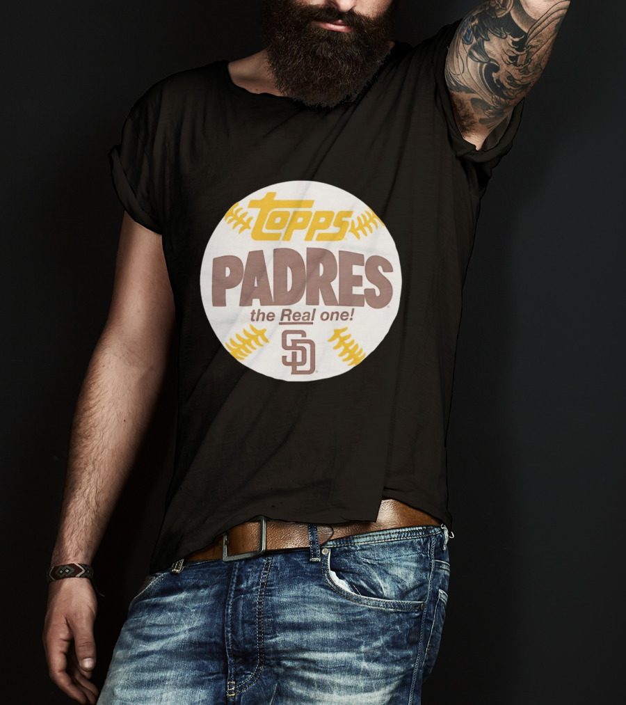 Topps Padres The Real One SD Logo Baseball Shape T-Shirt