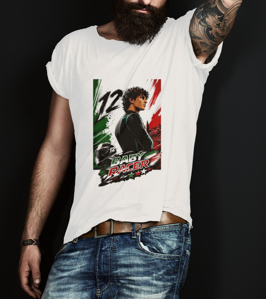 12 Baby Racer Italy Flag Motorcycle Racing Art With Italian T-Shirt