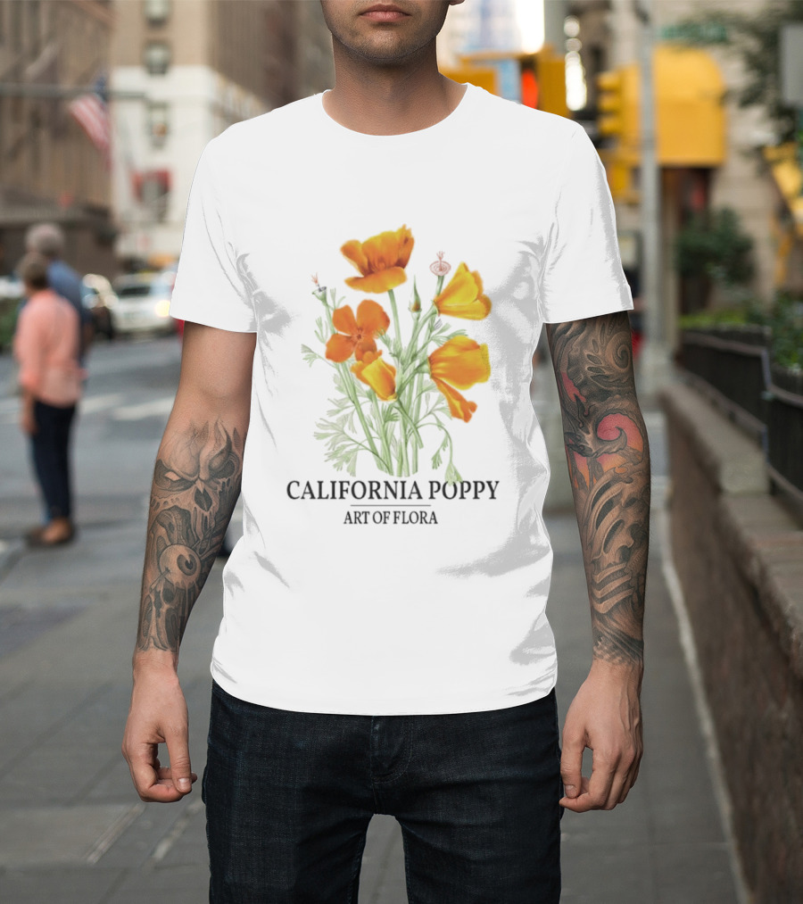 California Poppy Art Of Flora Botanical Nature T-Shirt