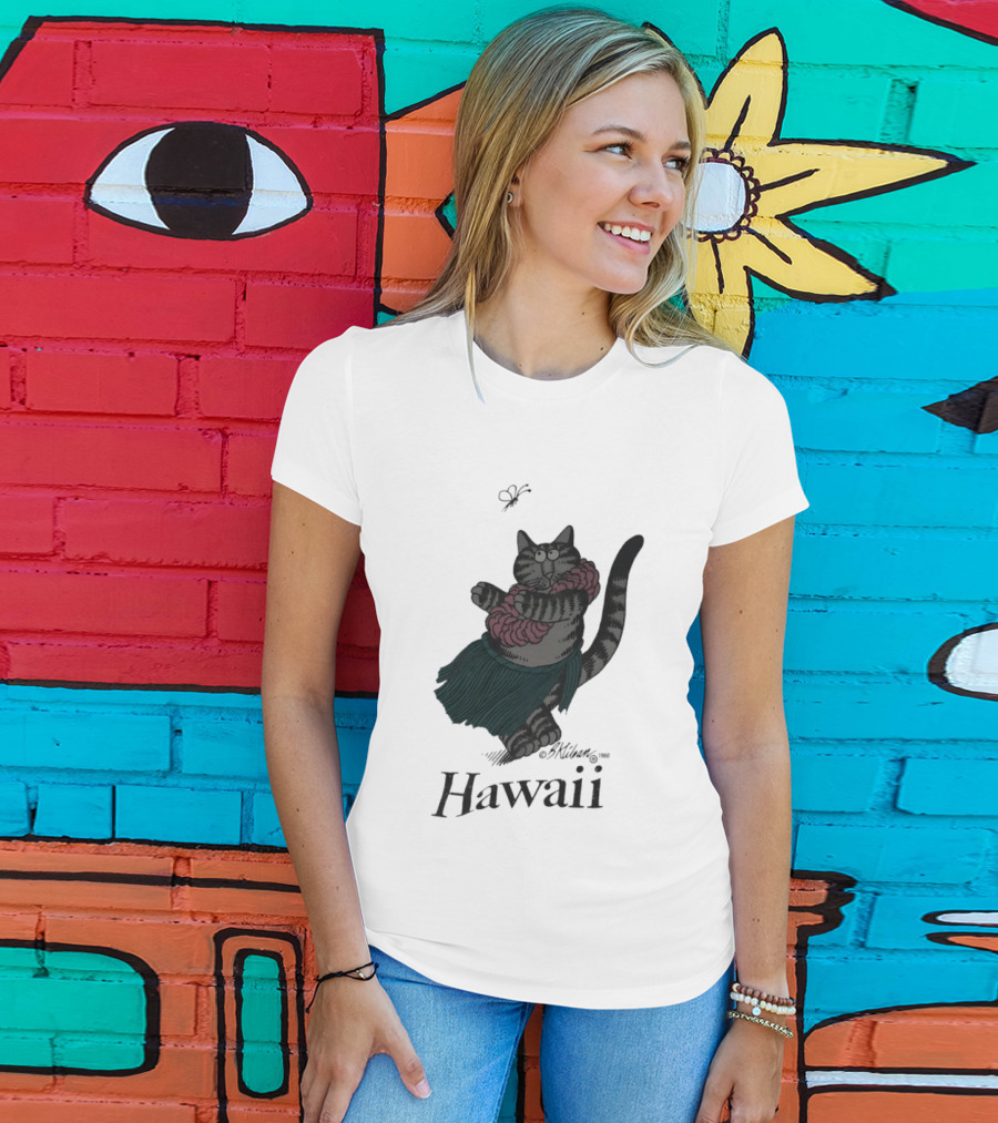 B Kliban Cat In Hula Skirt Hawaii T-Shirt