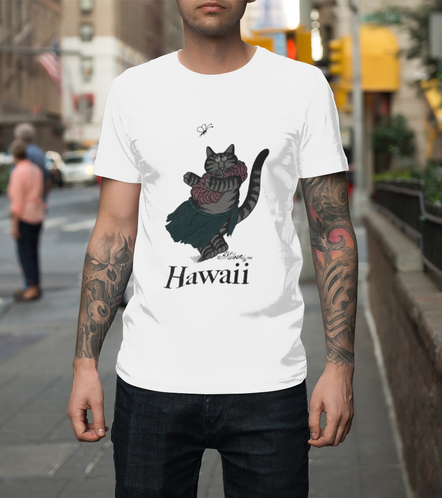 B Kliban Cat In Hula Skirt Hawaii T-Shirt